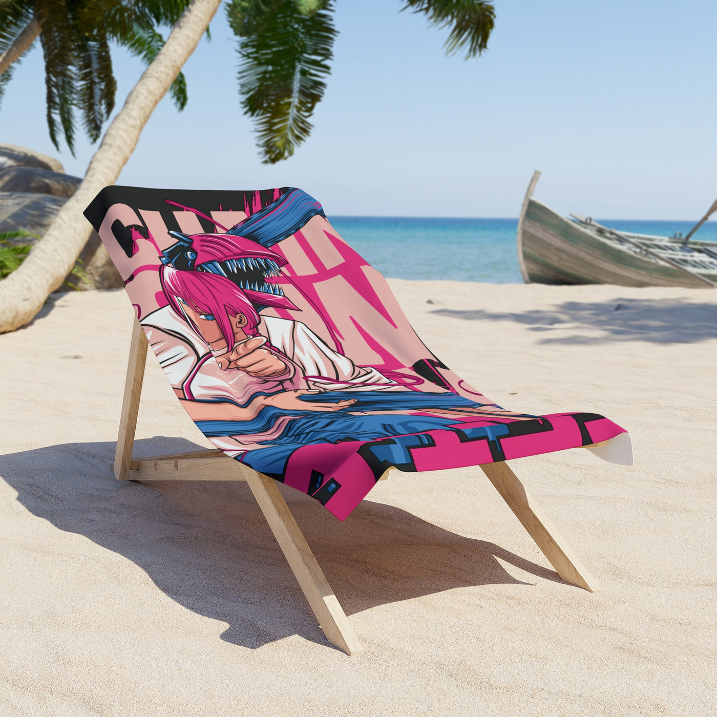 Chainsaw Pink-Beach Towel