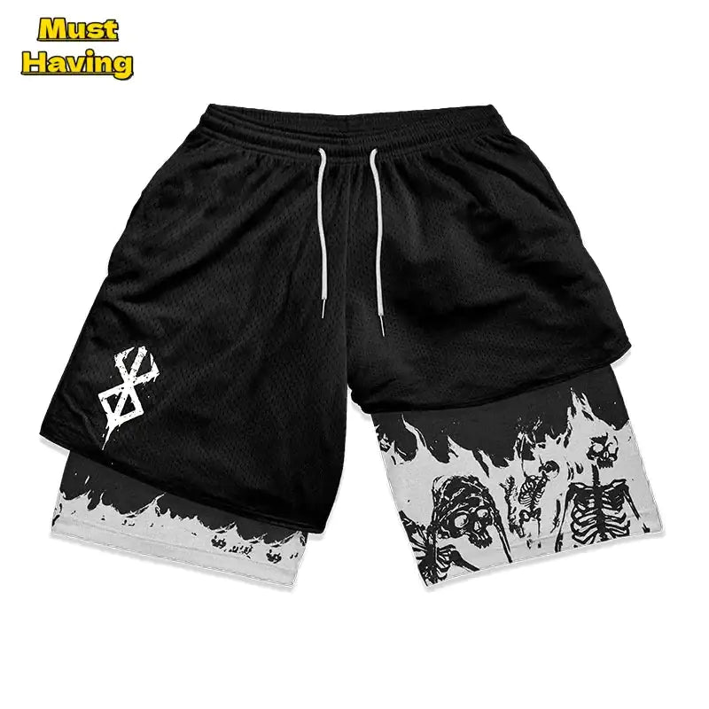 Anime Berserk 2 in 1 Gym Shorts