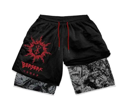 Anime Berserk 2 in 1 Gym Shorts