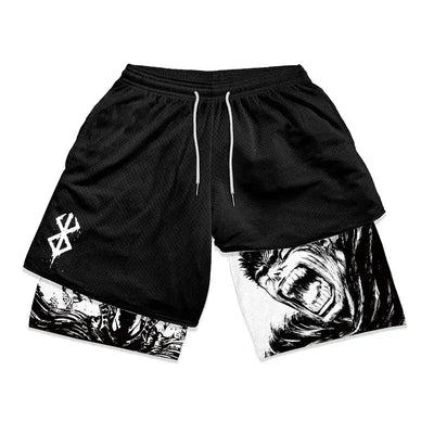 Anime Berserk 2 in 1 Gym Shorts