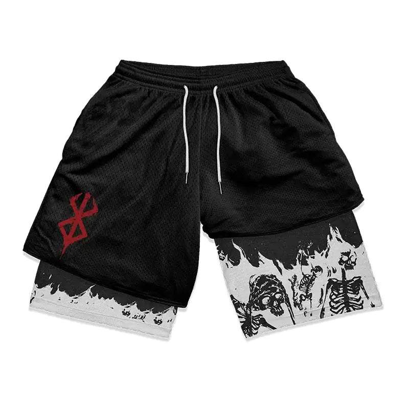 Anime Berserk 2 in 1 Gym Shorts