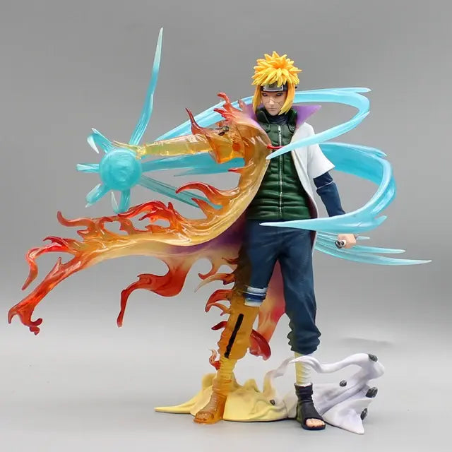 26cm Naruto Namikaze Minato Anime Figures Gk Figurine with LED Pvc Statue Rasengan Decoration Collectible Model Kids Toys Gift